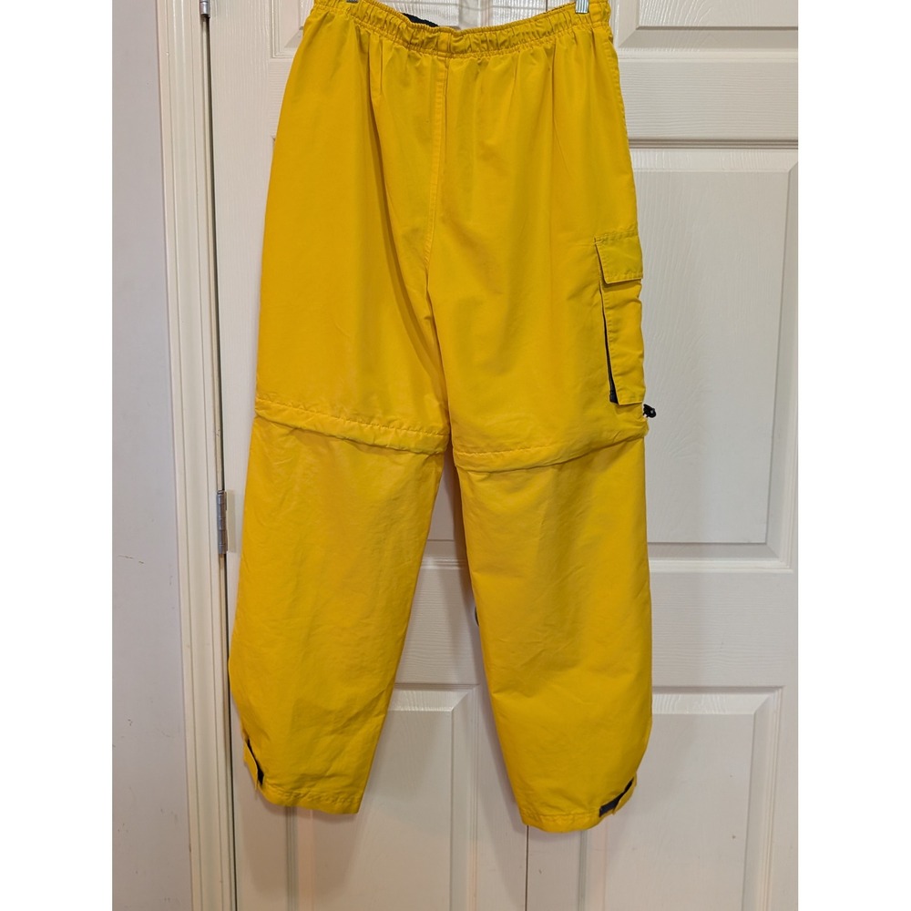 Vintage Y2K Yellow Convertible Parachute Cargo Pants Gorpcore Wide-Leg W/ Flaws - Picture 6 of 16